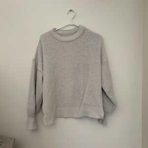 Aerie Gray Crew Neck Sweater Ribbed Knit